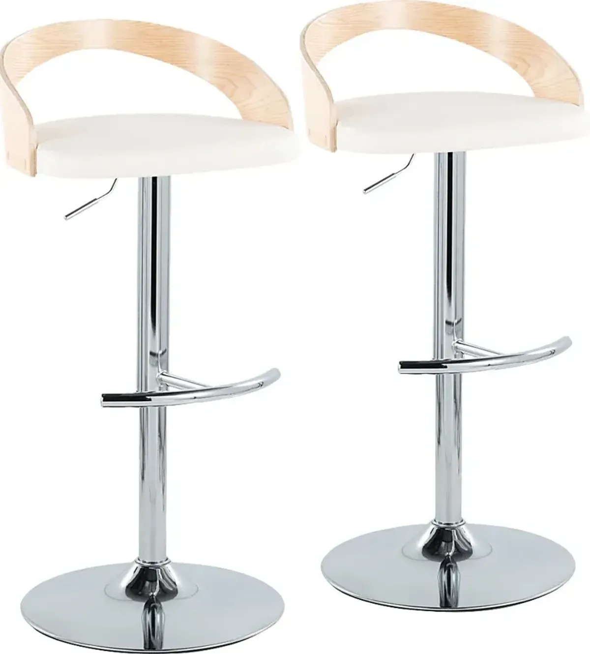 Zykan XXIV White Adjustable Barstool, Set of 2