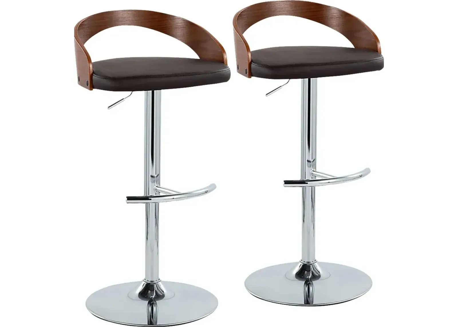 Zykan XXV Brown Adjustable Barstool, Set of 2