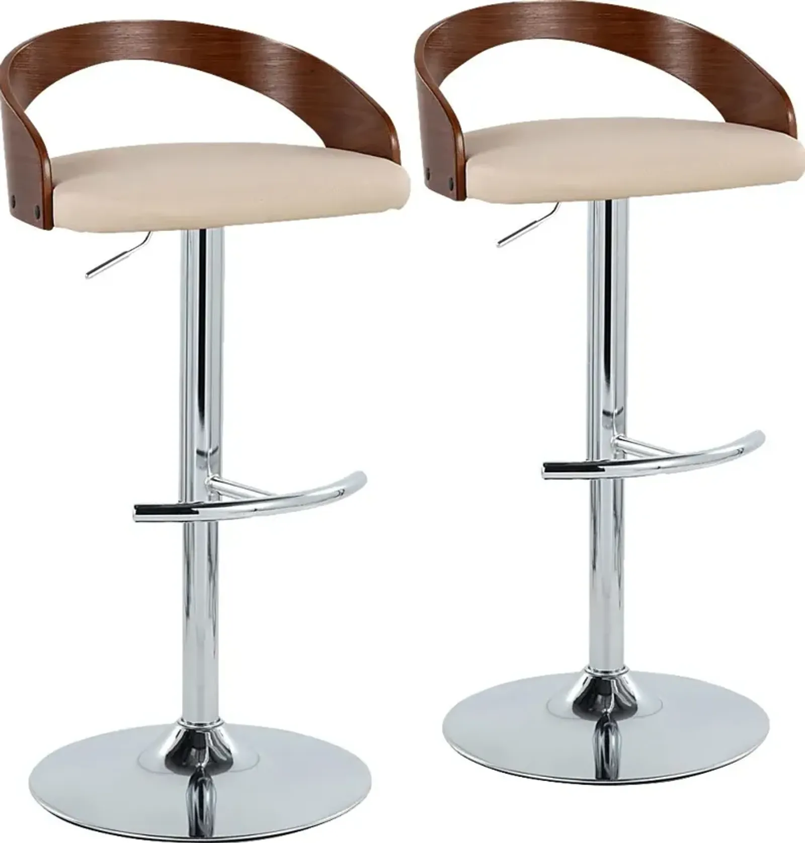 Zykan XXV Cream Adjustable Barstool, Set of 2