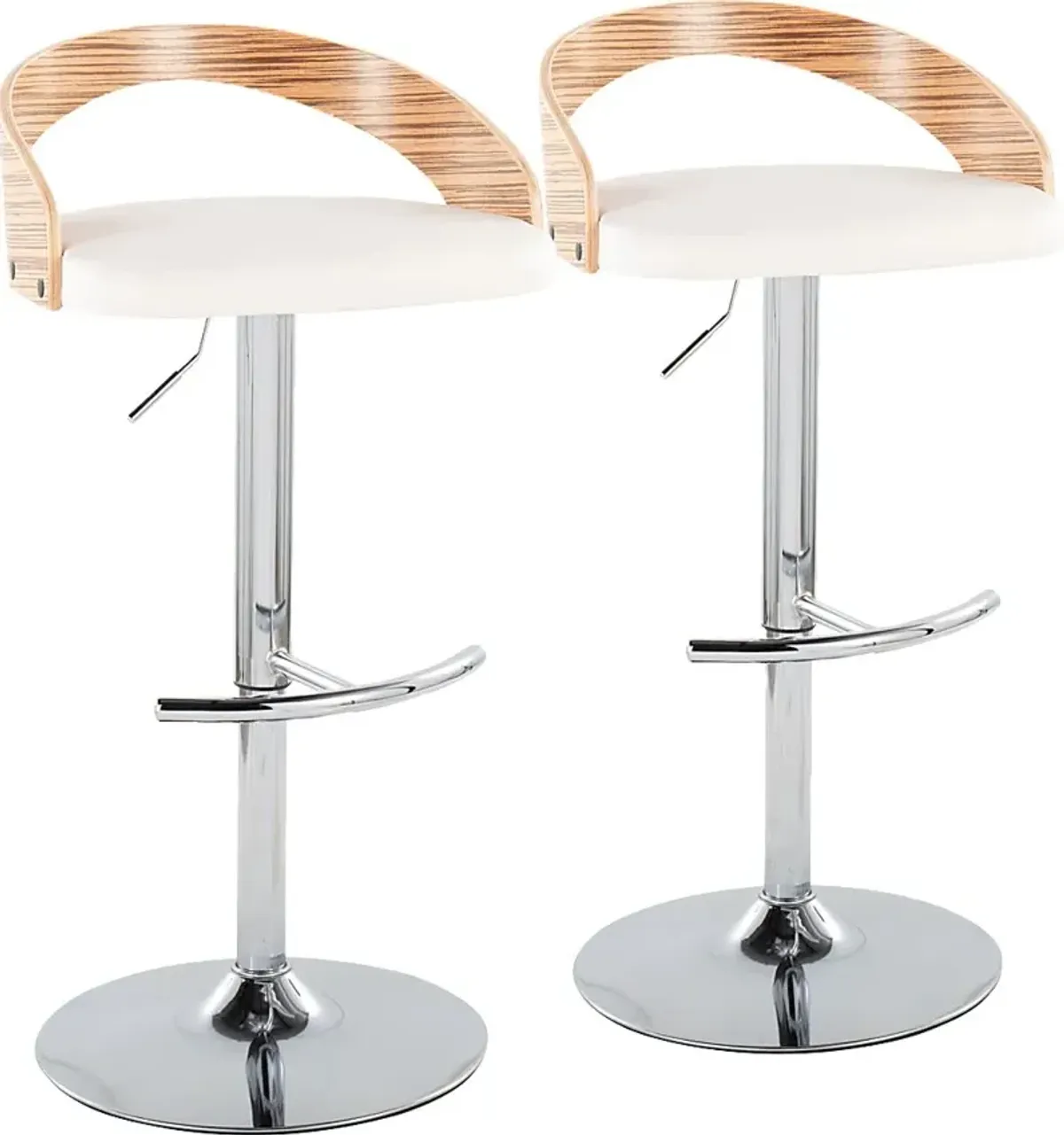 Zykan XXVI White Adjustable Barstool, Set of 2