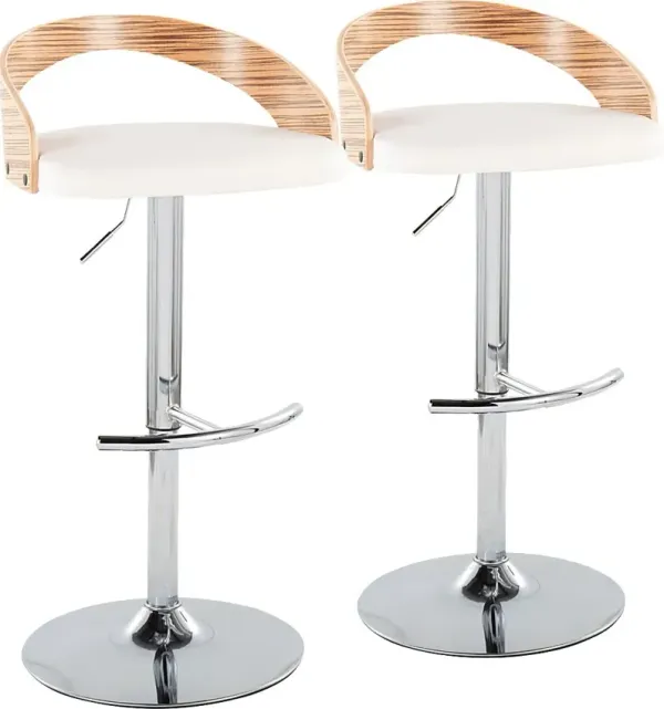 Zykan XXVI White Adjustable Barstool, Set of 2