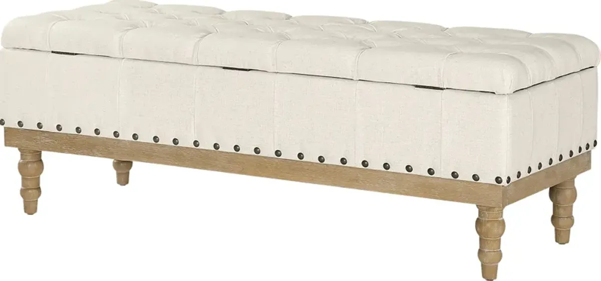 Fauz Beige Storage Bench