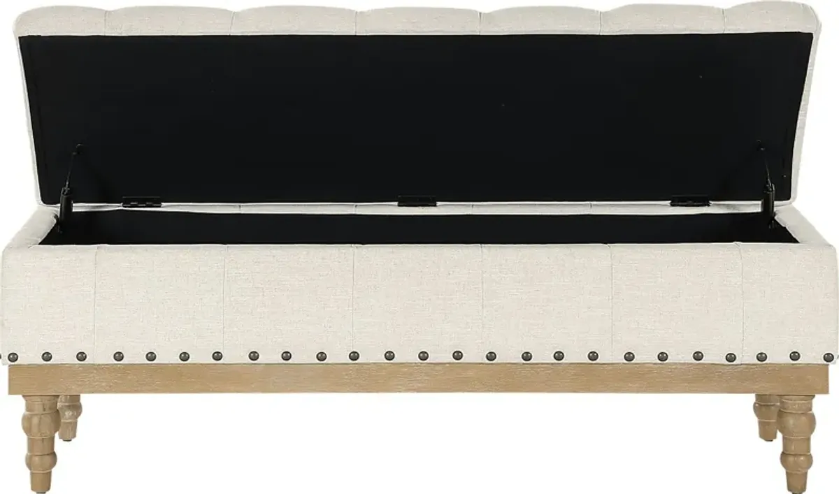 Fauz Beige Storage Bench