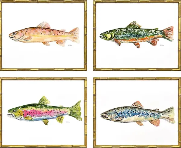 Trout Way Multi Artwork, Set of 4