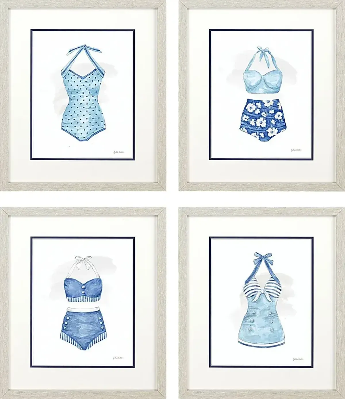 Beach Vibes Blue Artwork, Set of 4