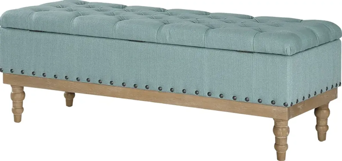 Aubrina Blue Storage Bench