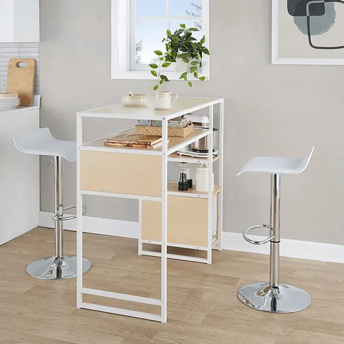 Gladwynne White 3 Pc Bar Height Dining Set