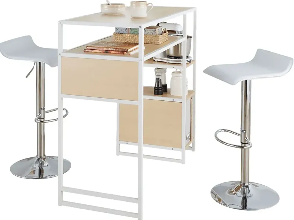 Gladwynne White 3 Pc Bar Height Dining Set