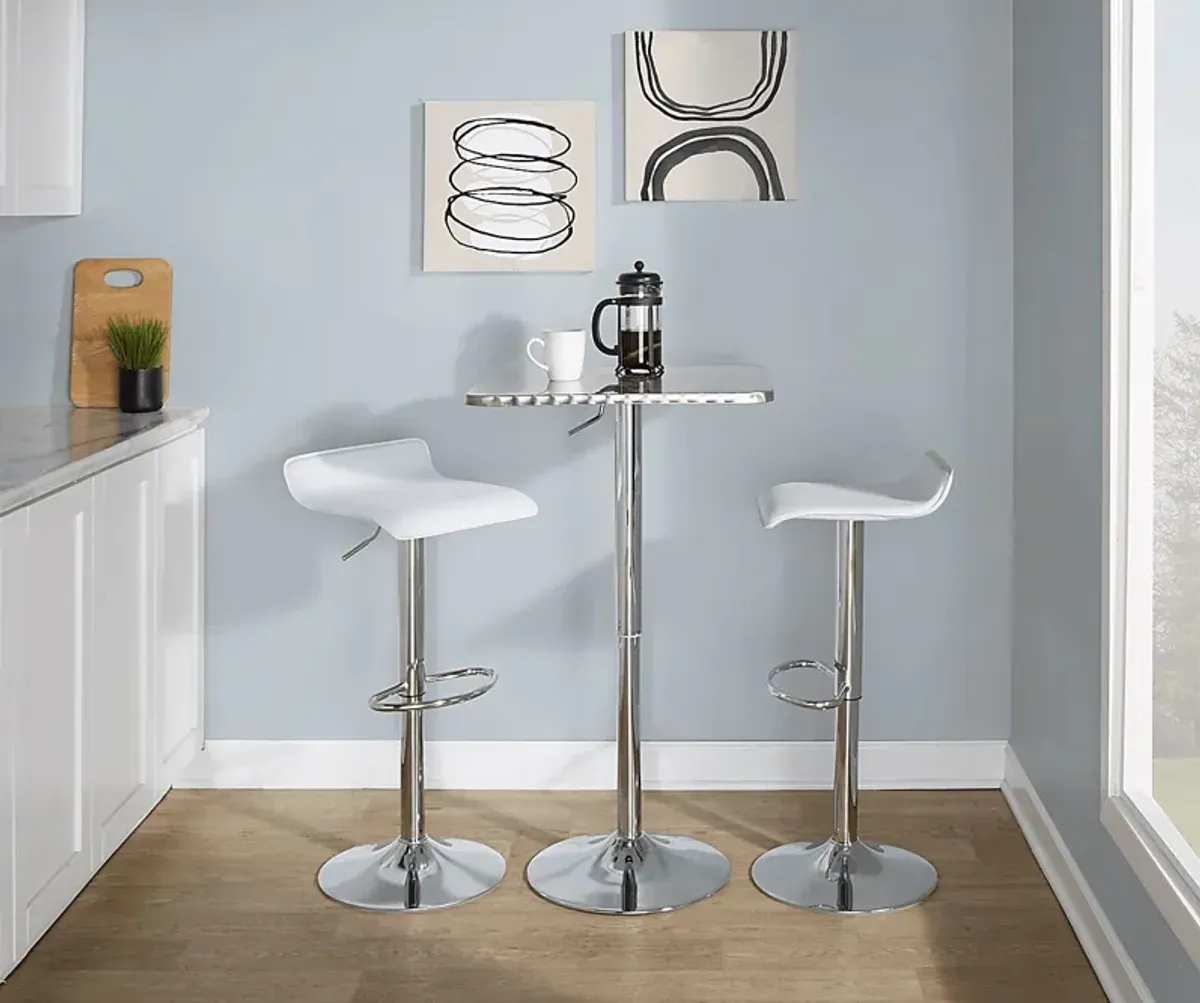 Lebato III White Adjustable 3 Pc Bar Set