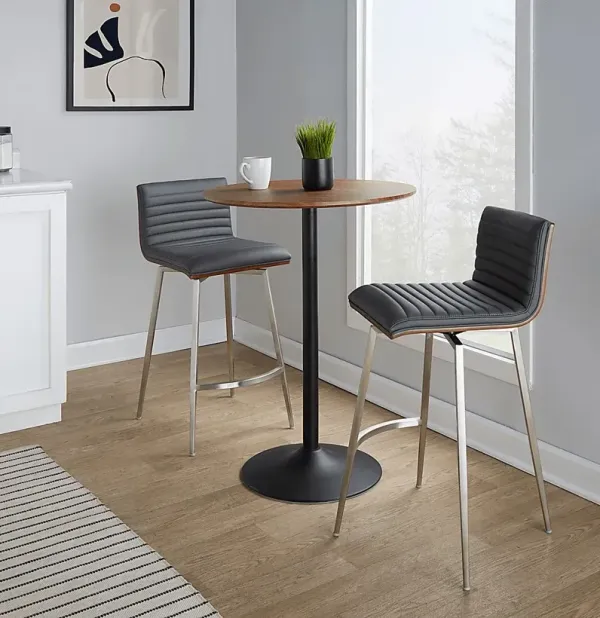 Waiv Gray Adjustable Swivel 3 Pc Counter Height Dining Set