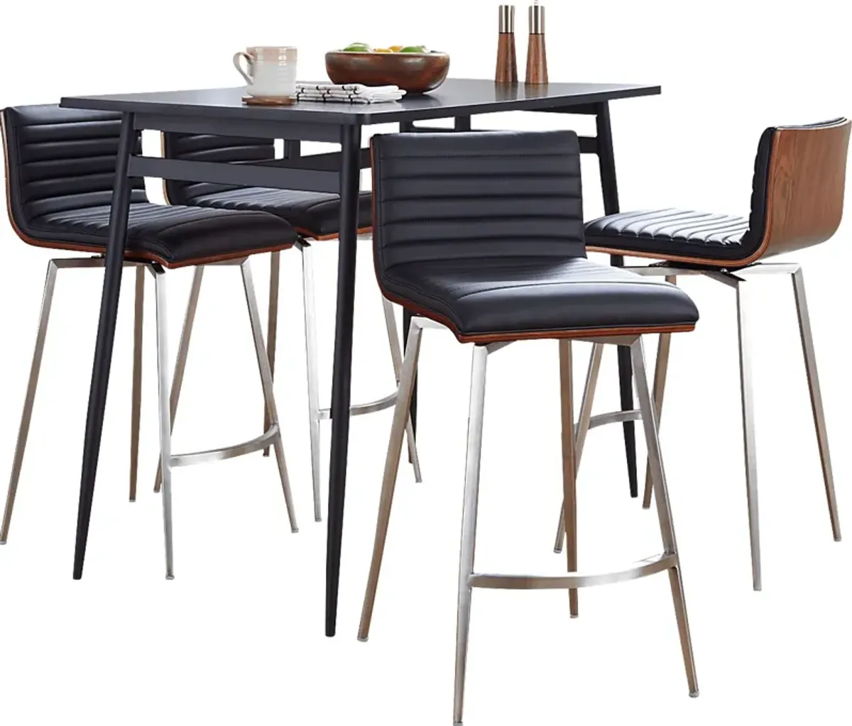 Dayze I Black Swivel 5 Pc Counter Height Dining Set