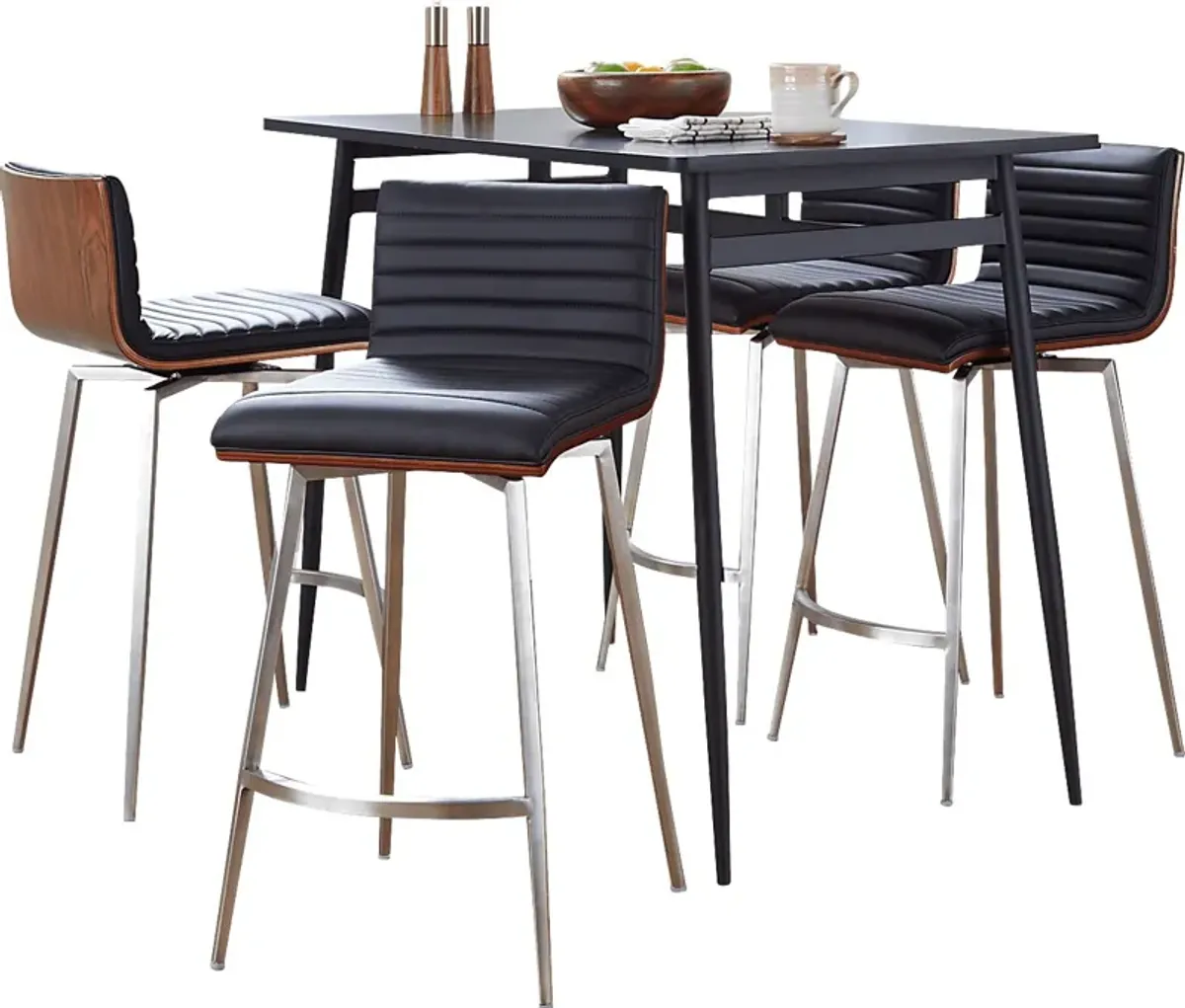 Dayze I Black Swivel 5 Pc Counter Height Dining Set