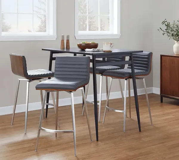 Dayze I Gray Swivel 5 Pc Counter Height Dining Set