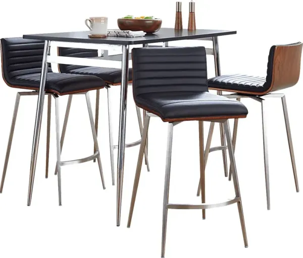 Dayze II Black Swivel 5 Pc Counter Height Dining Set