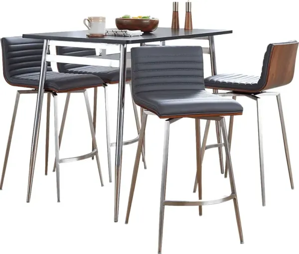Dayze II Gray Swivel 5 Pc Counter Height Dining Set