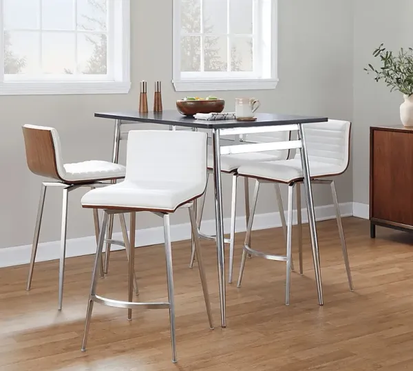 Dayze II White Swivel 5 Pc Counter Height Dining Set