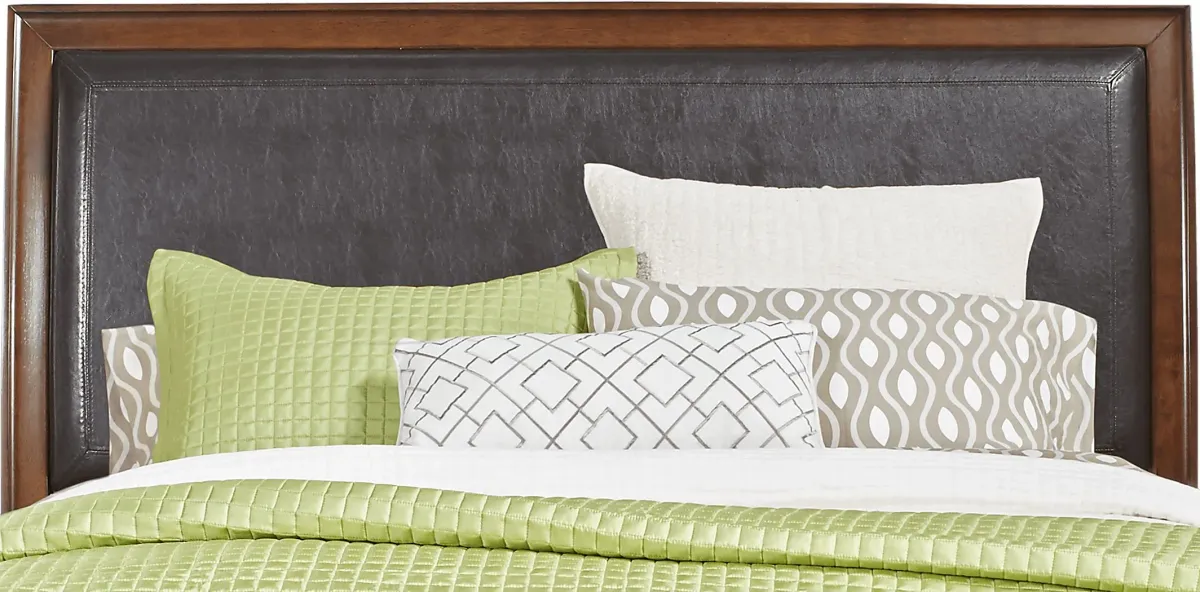 Small Spaces Belcourt Cherry 5 Pc King Upholstered Sleigh Panel Bedroom