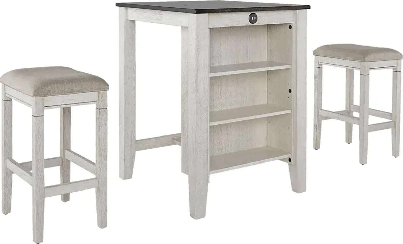 Brozio White Counter Table with 2 Stools