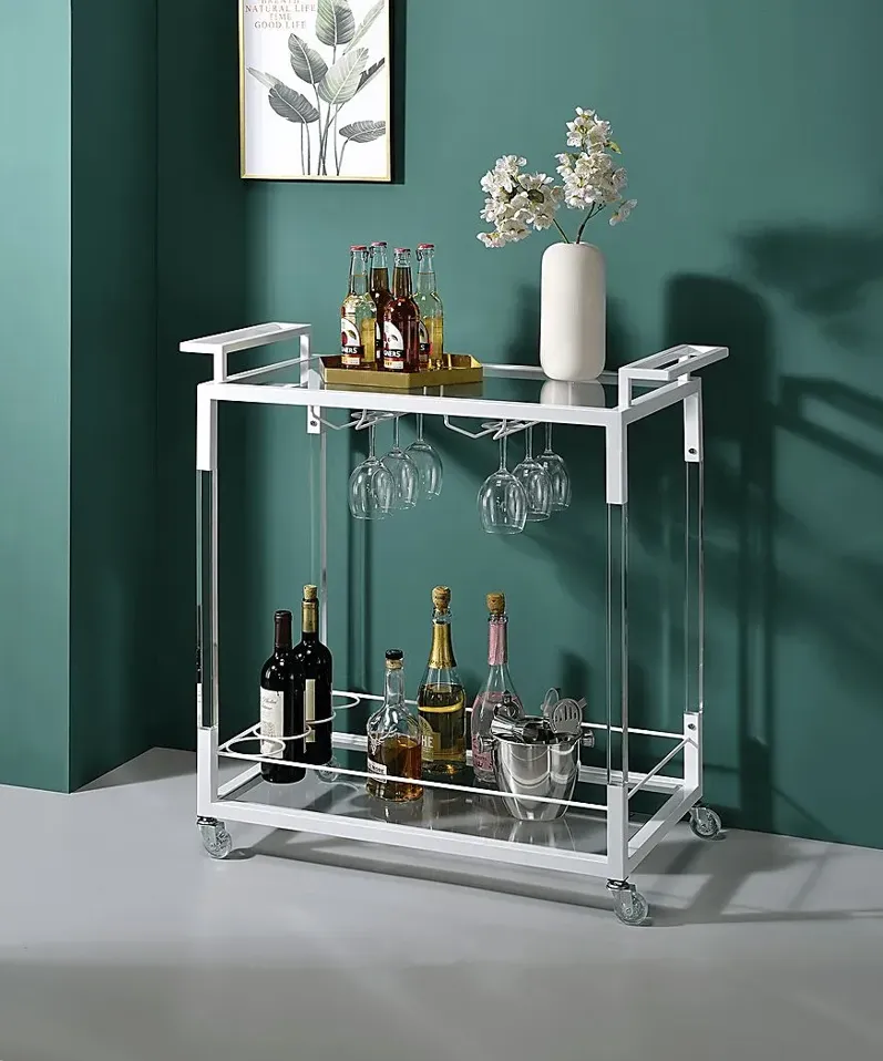 Haislip White Bar Cart