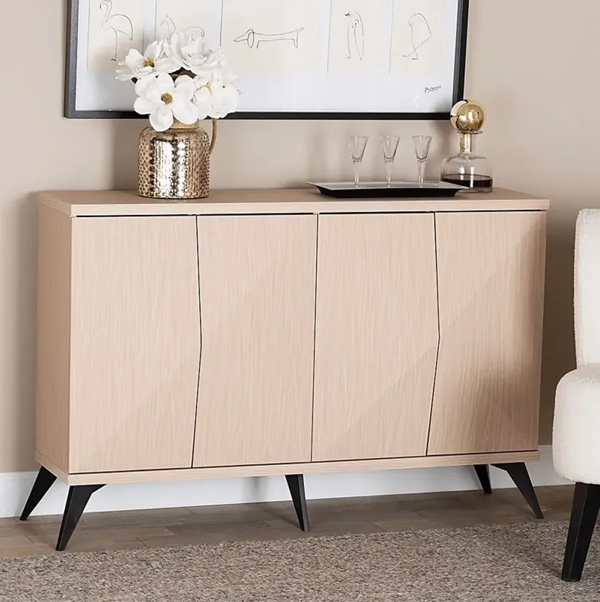 Livius Light Brown 4-Door Sideboard