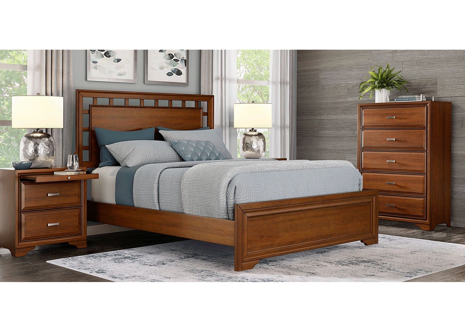 Small Spaces Belcourt Cherry 5 Pc King Lattice Bedroom