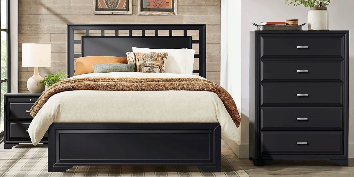 Small Spaces Belcourt Black 5 Pc King Lattice Bedroom