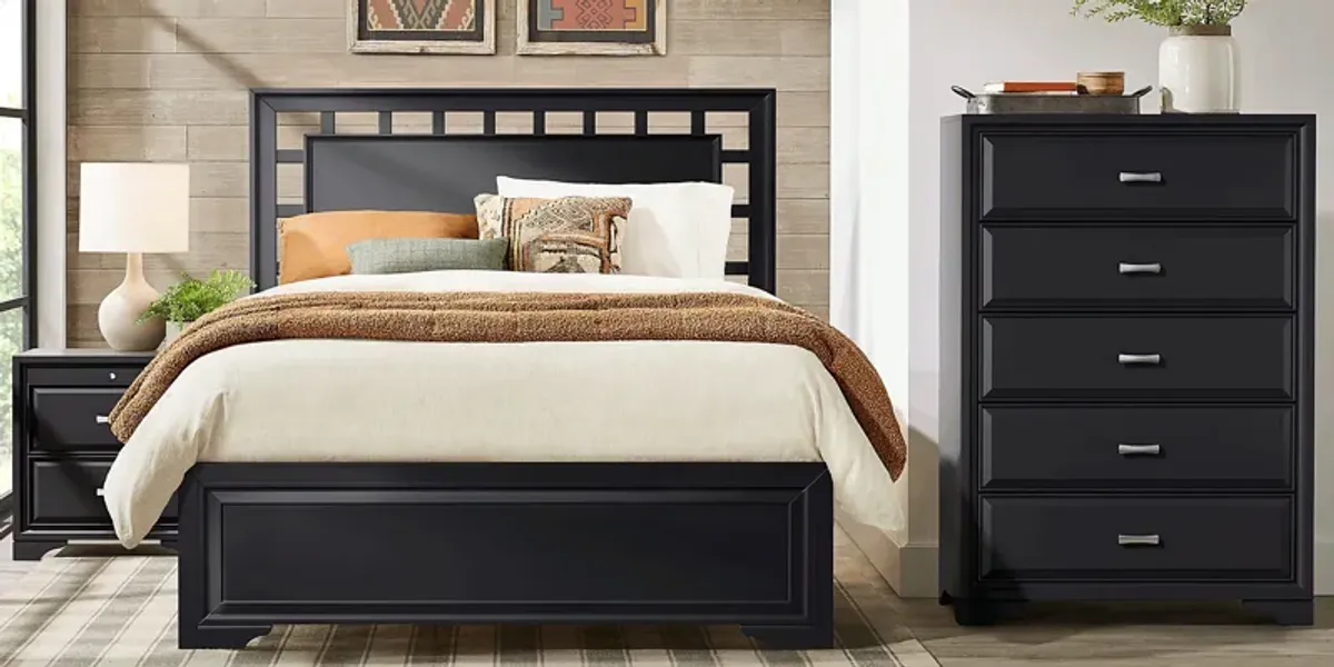 Small Spaces Belcourt Black 5 Pc King Lattice Bedroom