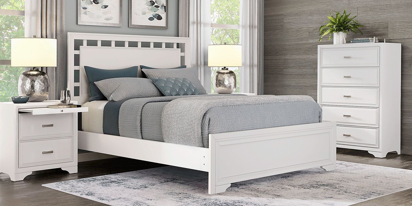 Small Spaces Belcourt White 5 Pc King Lattice Bedroom