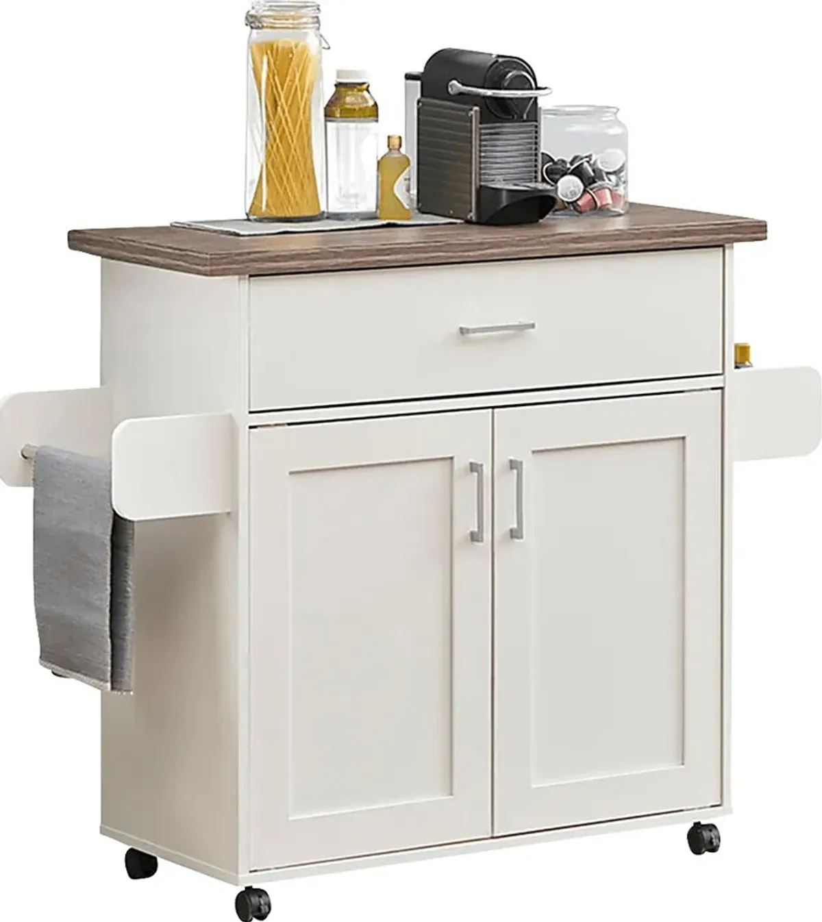 Keimio White Kitchen Cart