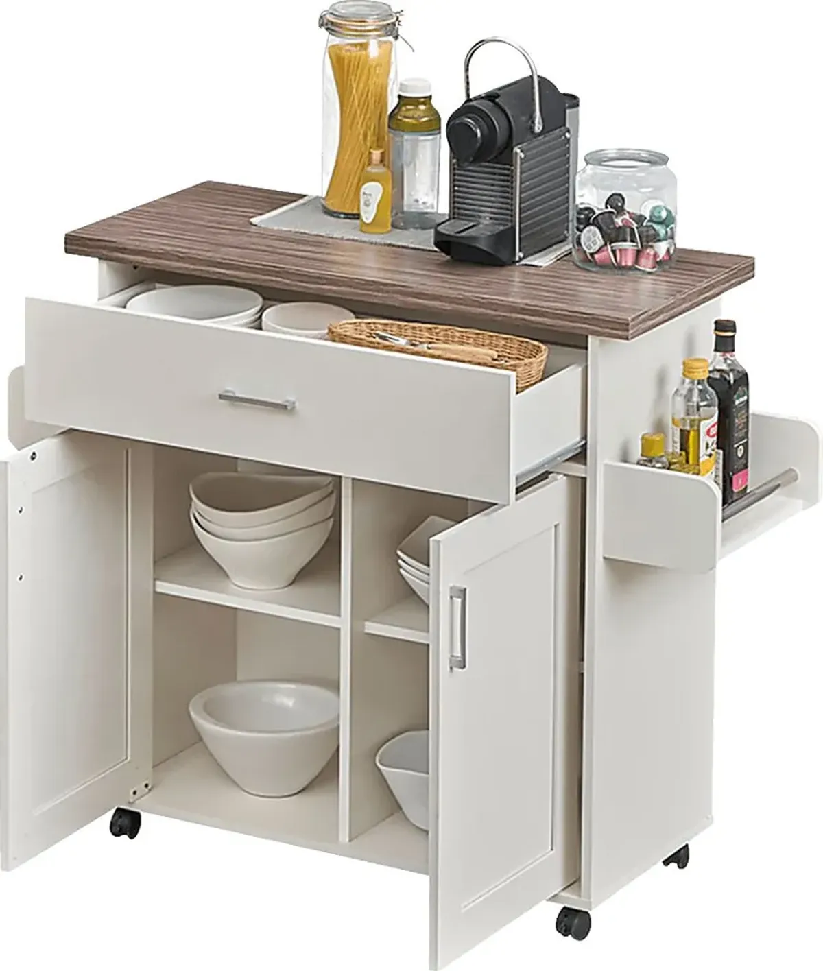 Keimio White Kitchen Cart