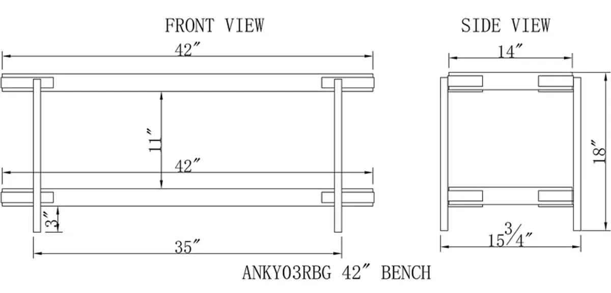 Herontye Brown Bench with Shelf