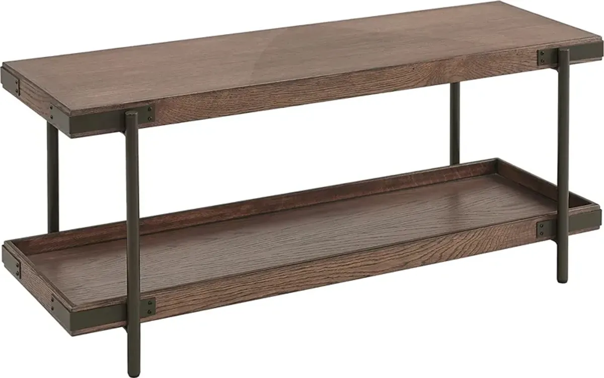 Herontye Brown Bench with Shelf