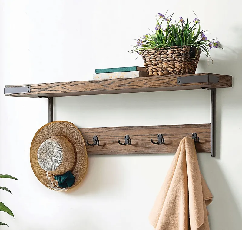 Herontye Brown Coat Hook with Shelf