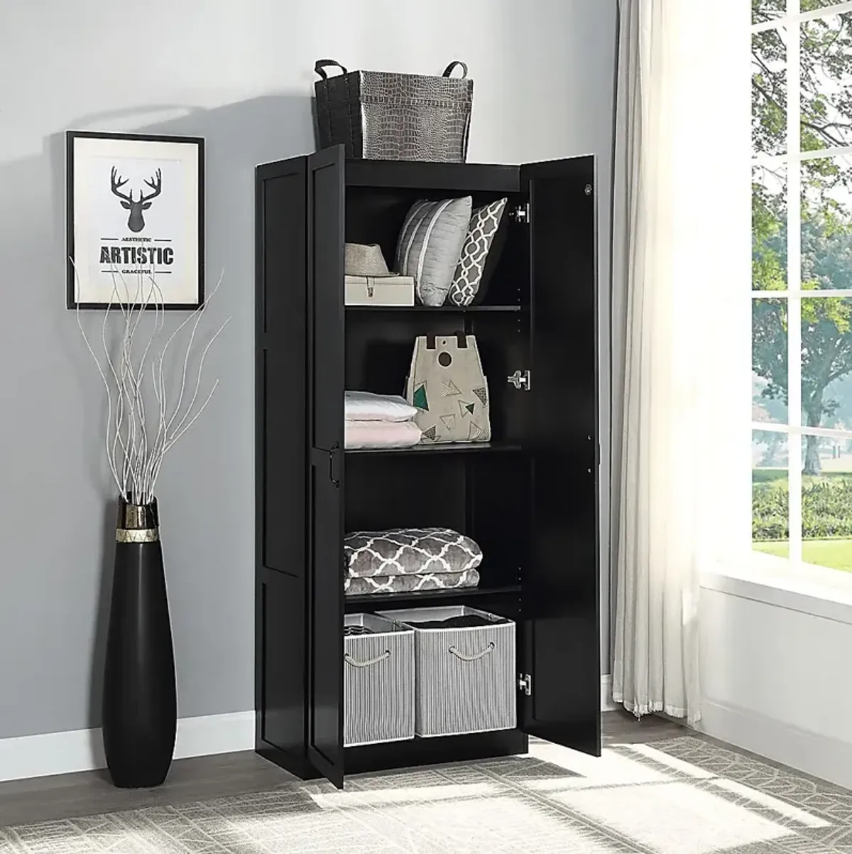 Elerton Black Accent Cabinet