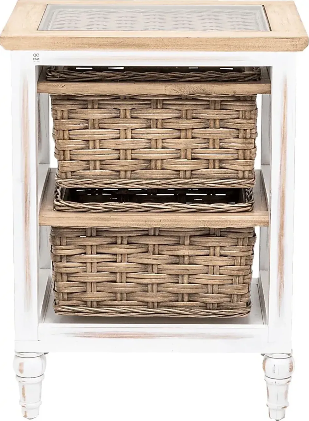 Melkre White 2 Basket Storage Cabinet