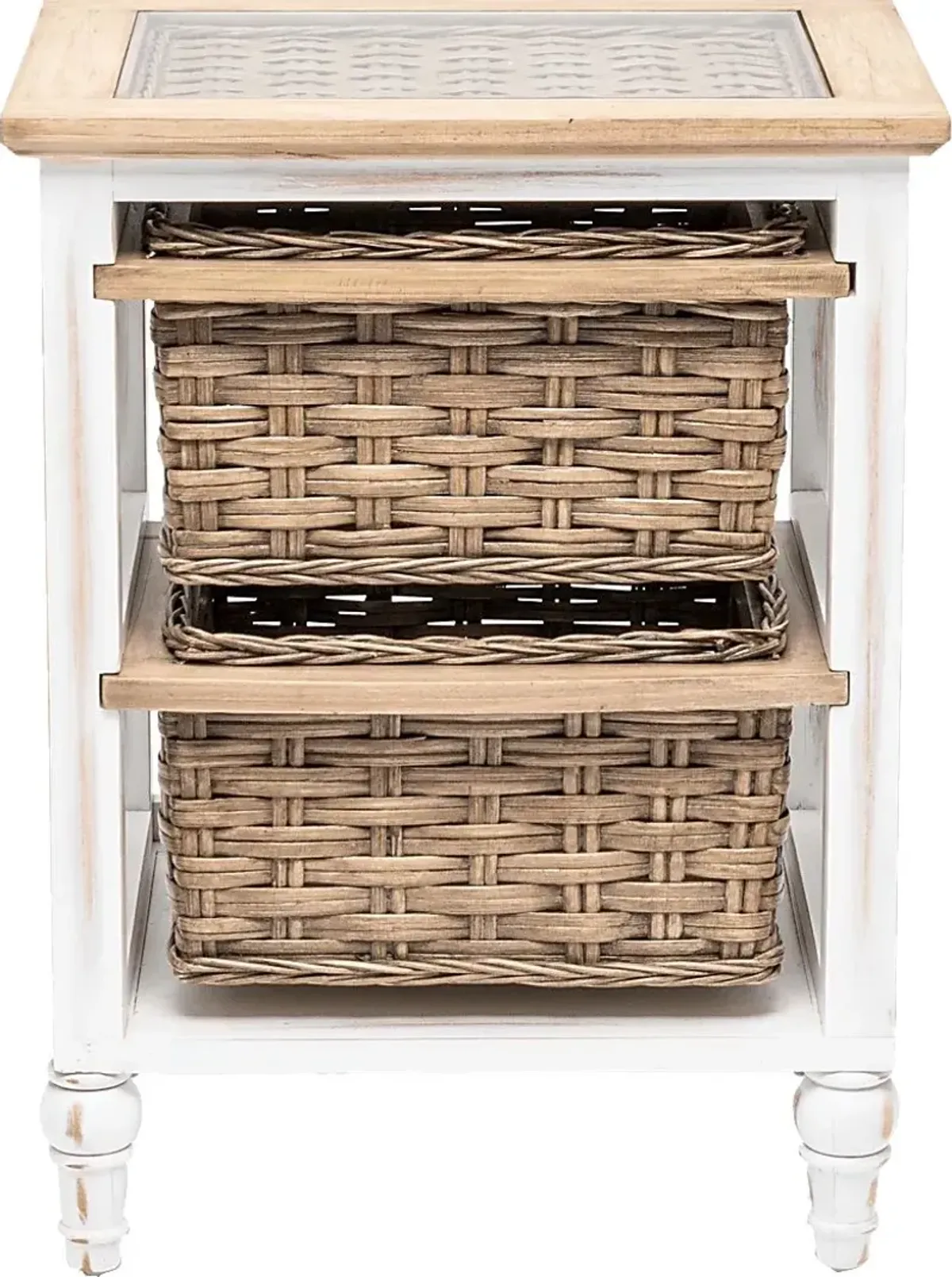 Melkre White 2 Basket Storage Cabinet