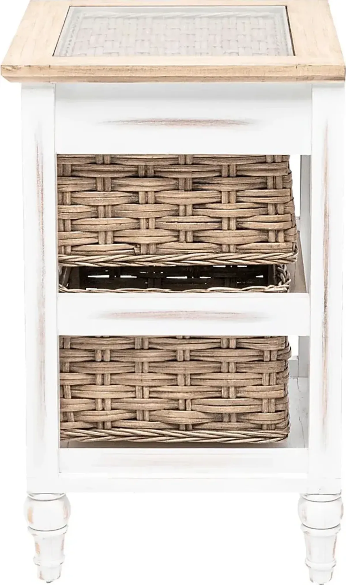 Melkre White 2 Basket Storage Cabinet