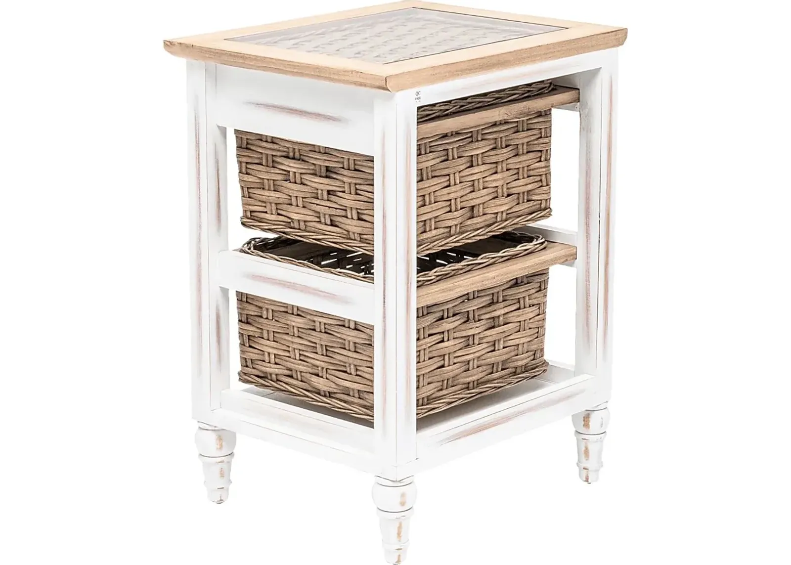 Melkre White 2 Basket Storage Cabinet