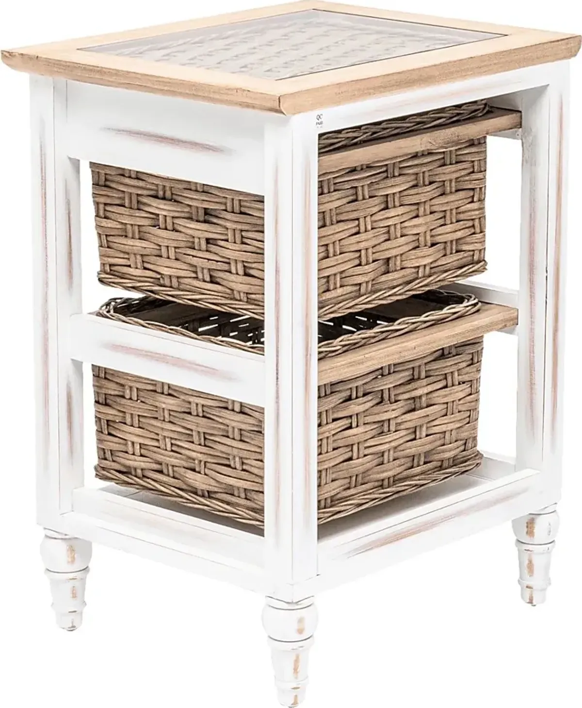 Melkre White 2 Basket Storage Cabinet