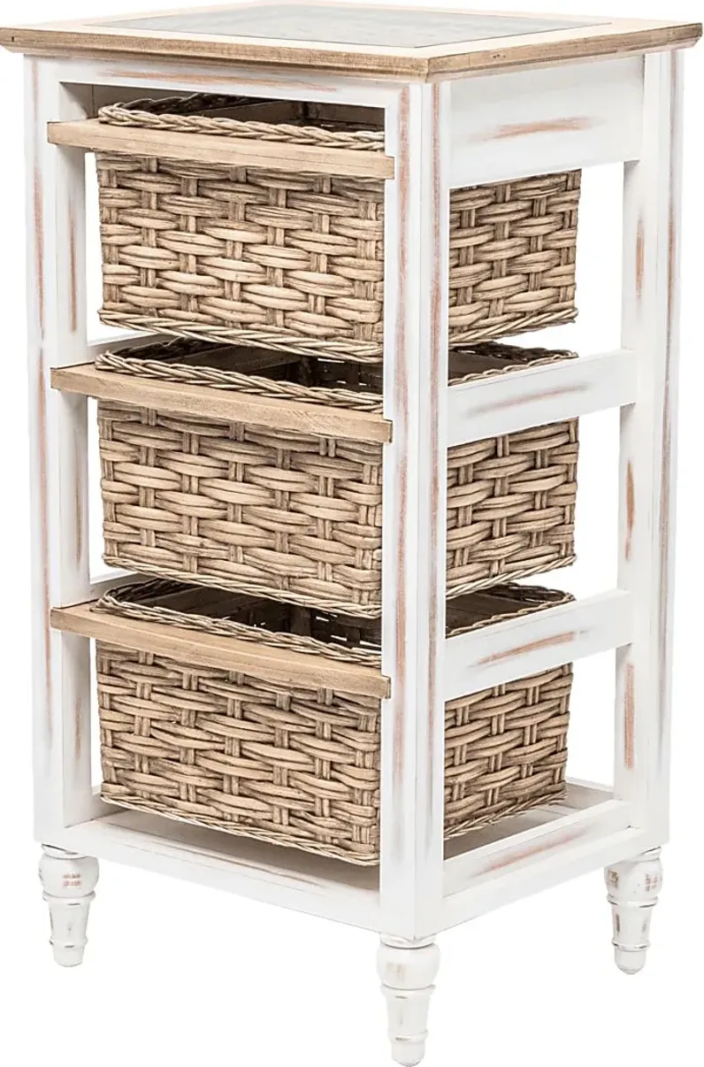 Melkre White 3 Basket Storage Cabinet