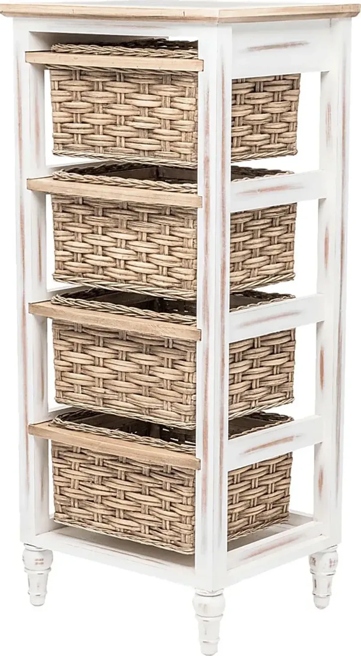 Melkre White 4 Basket Storage Cabinet