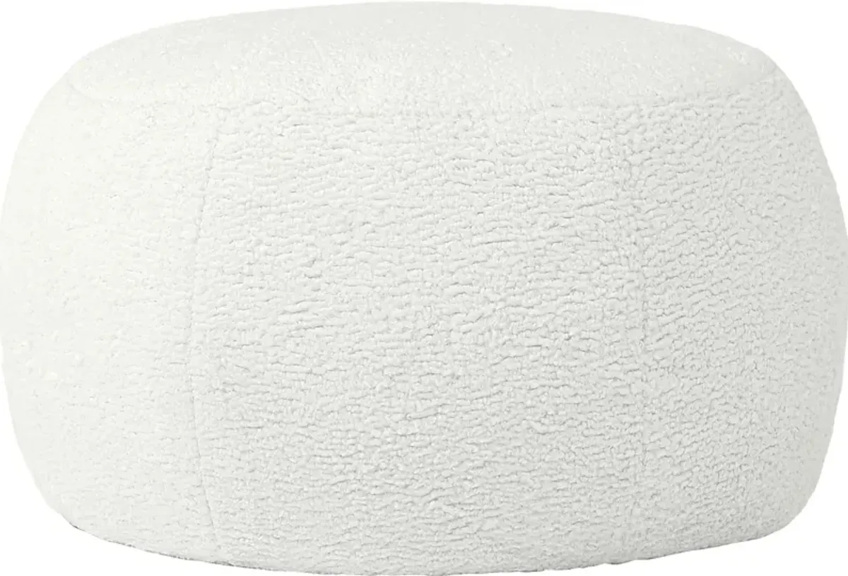 Meashi White Shearling Pouf