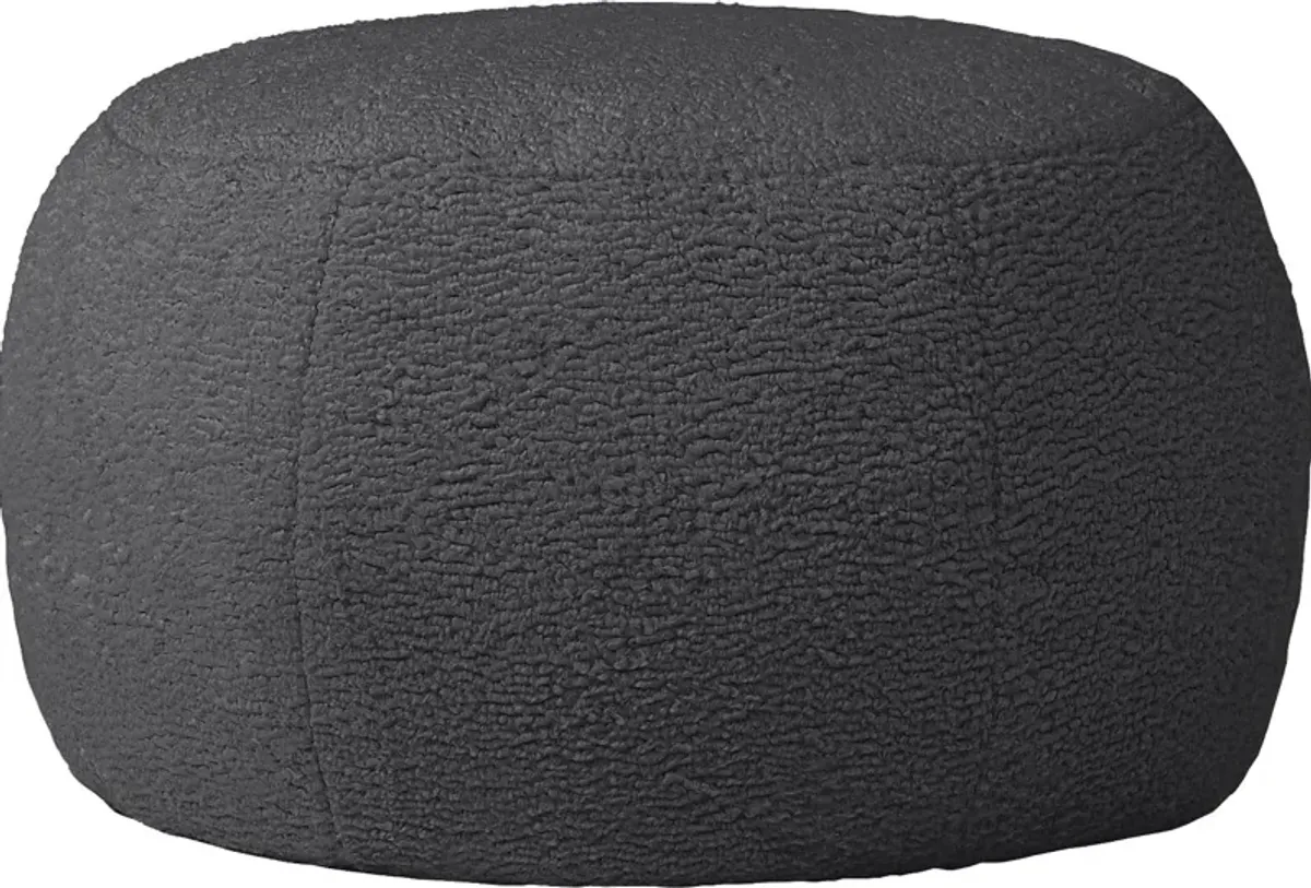 Meashi Black Shearling Pouf