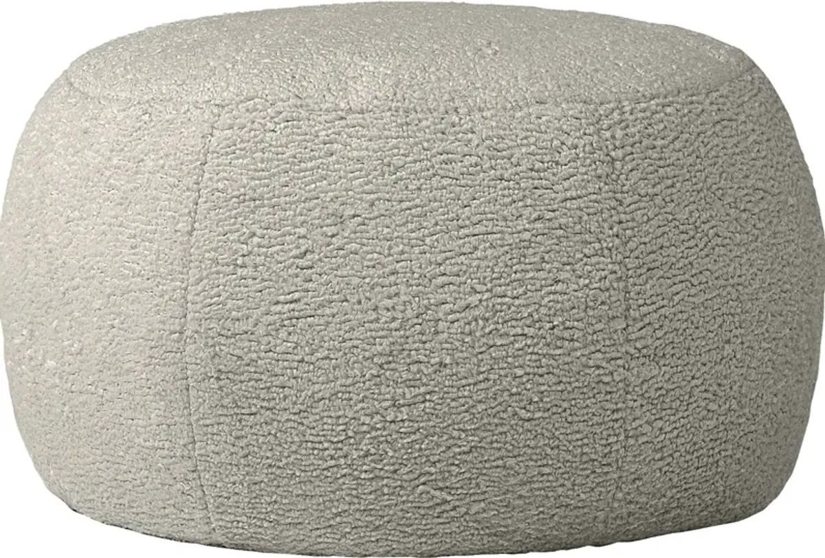 Meashi Gray Shearling Pouf