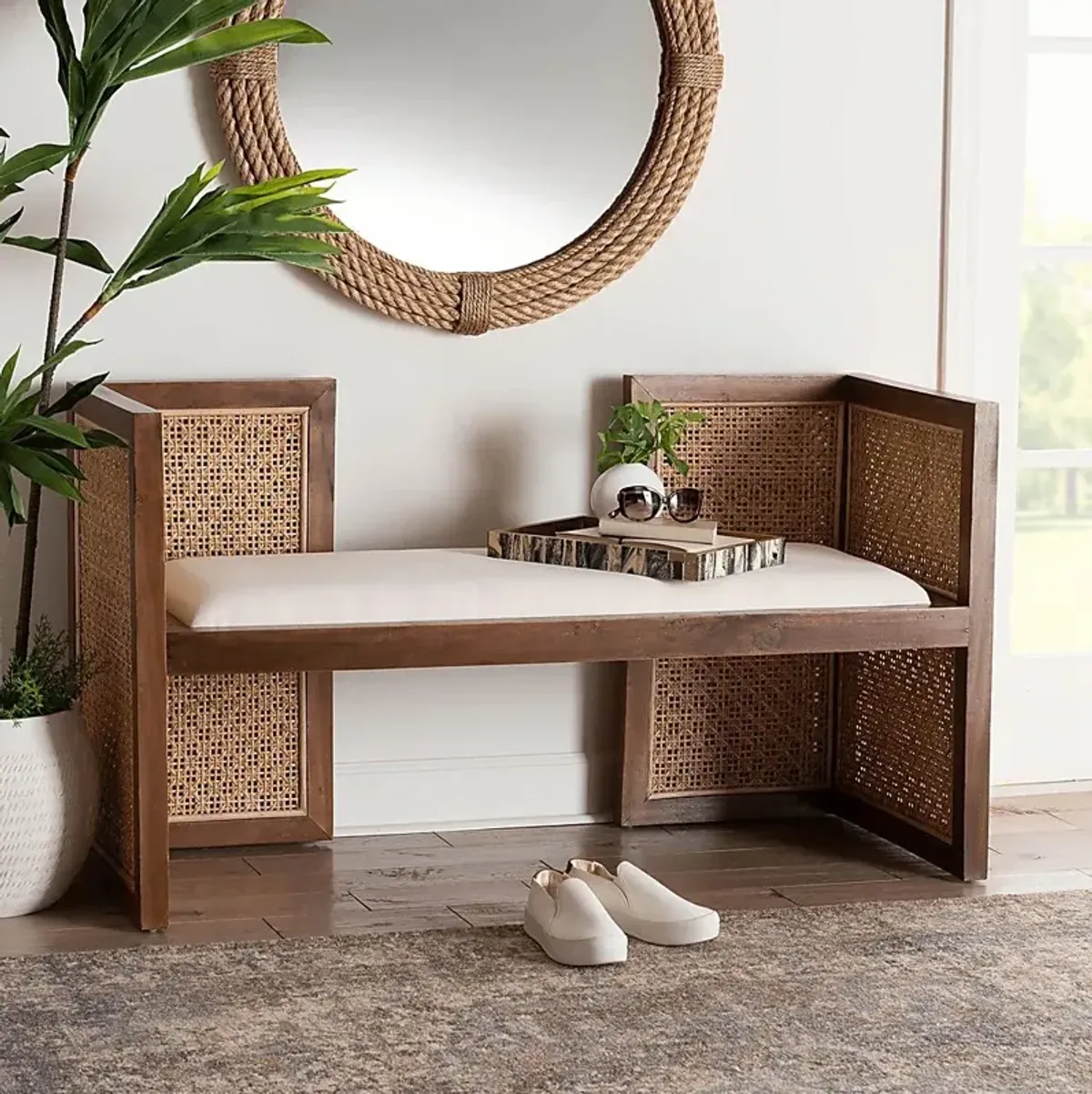 Lavely Brown Accent Bench