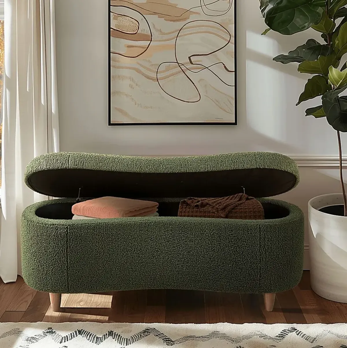 Kristencreek Green Storage Bench