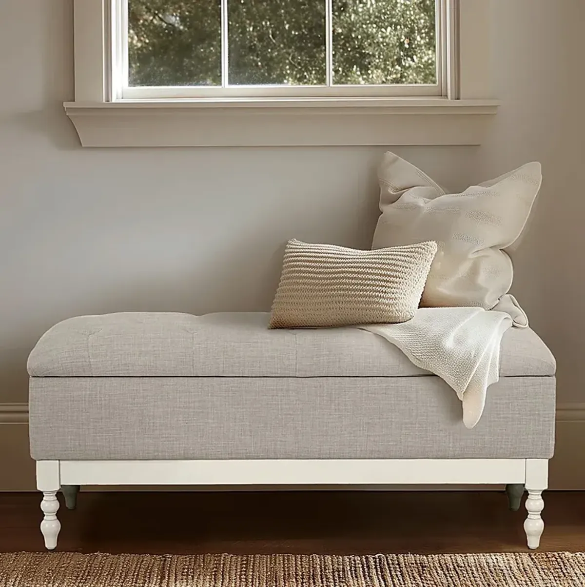 Kiphen Light Gray Storage Bench