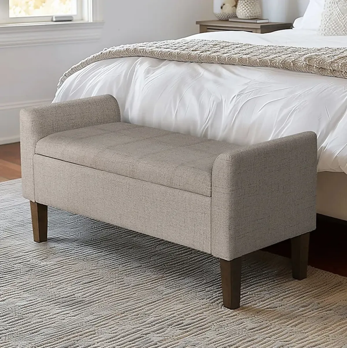 Luckenwald Taupe Storage Bench