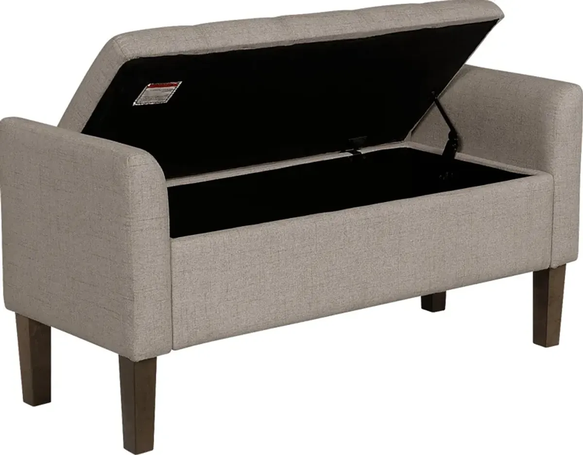 Luckenwald Taupe Storage Bench