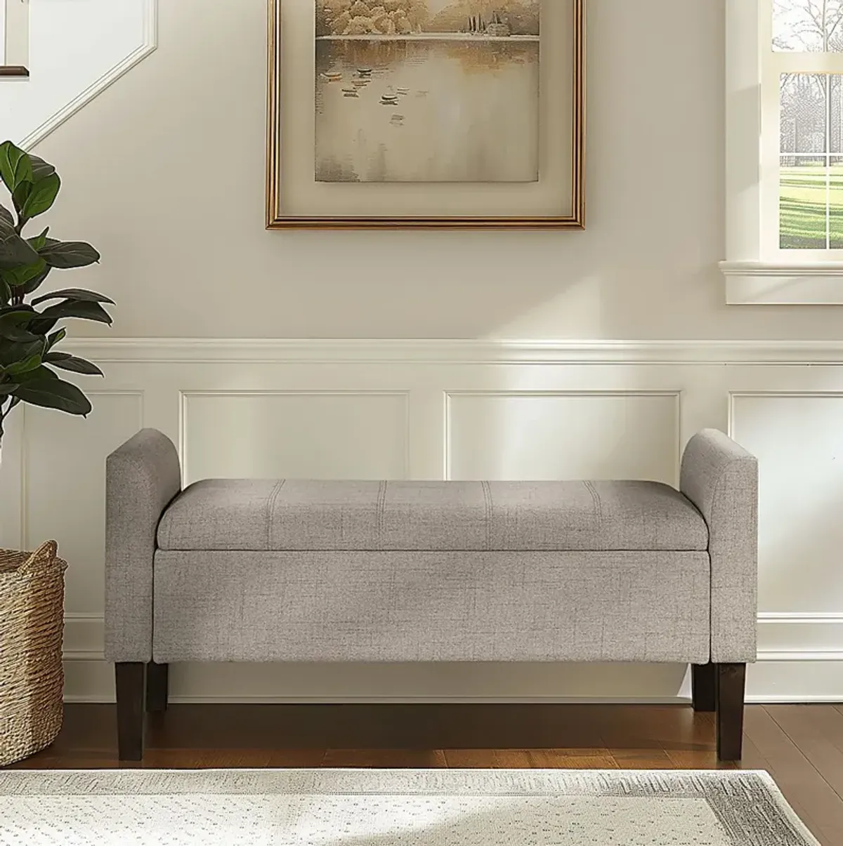 Luckenwald Taupe Storage Bench